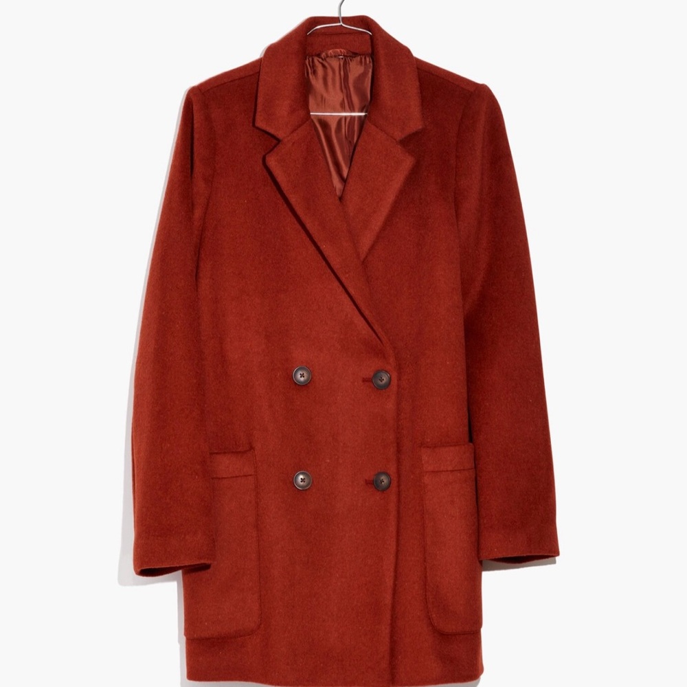 Madewell Rust Red Double-Breasted Pea Coat